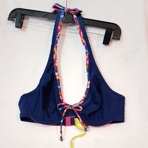 34D Cleo Swim by Panache Lexie Halterneck Bikini Top Ikat Print CW0174 NWT